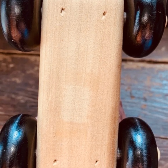 Wooden Bear on wheels inlay wood handmade Cottagecore - Picture 3 of 6